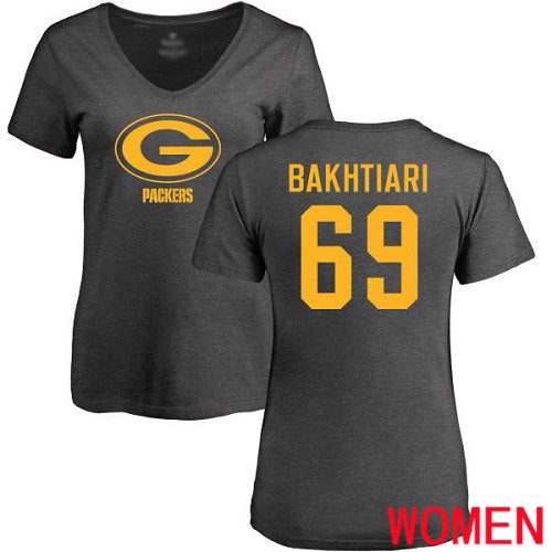 Green Bay Packers Ash Women #69 Bakhtiari David One Color Nike NFL T Shirt->nfl t-shirts->Sports Accessory